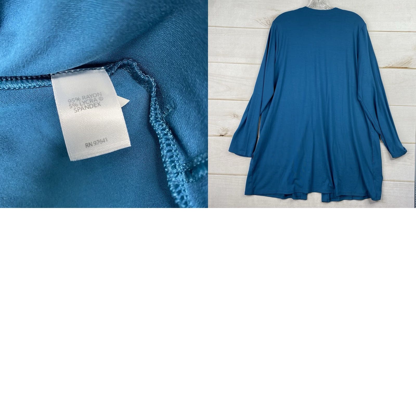 J. Jill J. Jill Wearever Cardigan Womens L One Button Tunic Topper Teal Blue Tunic Size L / US 10 / IT 46 - 8 Thumbnail