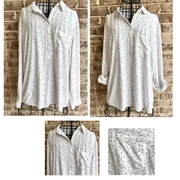 Designer × Vintage Cosmic Blue Love Roll Tab Sleeve Shirt XL White Hi Low New Y Size XL / US 12-14 / IT 48-50 - 1 Thumbnail