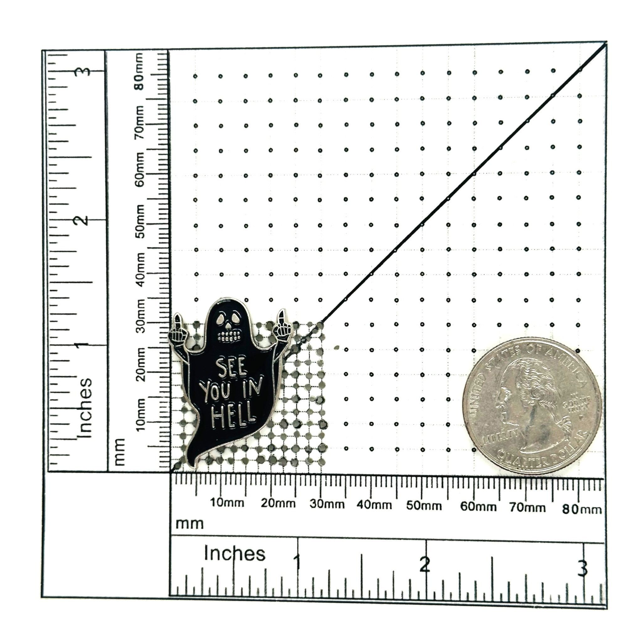 Other ⭐See You In Hell Enamel Brooch Badges Pin Middle Finger Ghos Size ONE SIZE - 5 Thumbnail