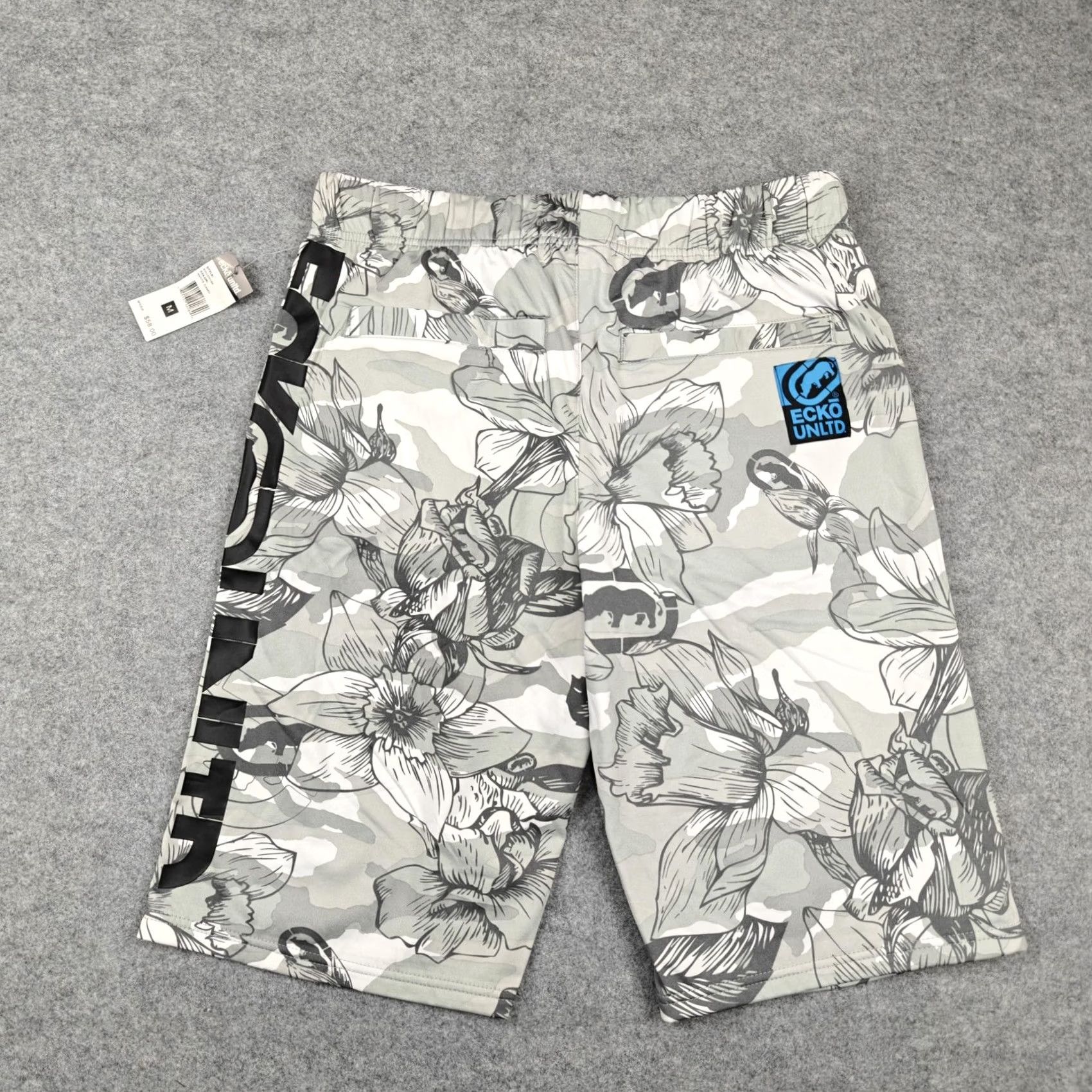 Ecko Unltd. Ecko Unltd Shorts Mens Medium White Floral Drawstring Logo Bermuda Summer Size US 31 - 4 Thumbnail