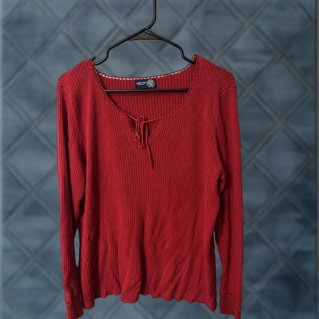 Vintage Venezia Women Sweater SIZE L V-Neck Pullover Knit Red Size L / US 10 / IT 46 - 1 Thumbnail