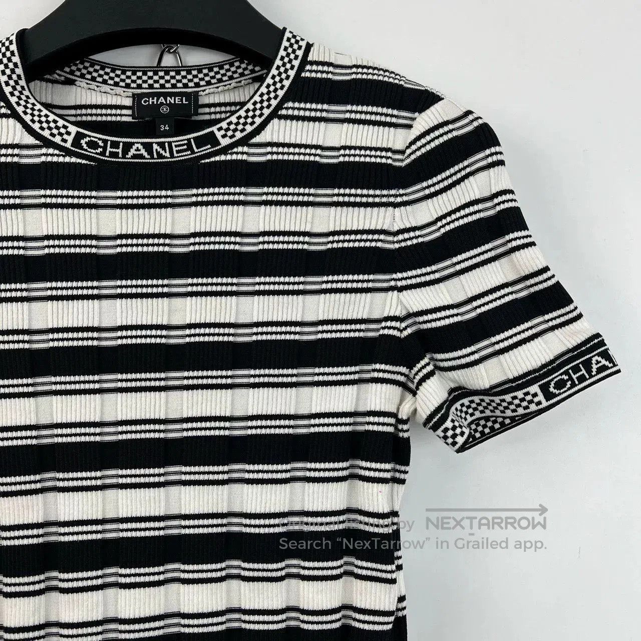 Chanel Chanel Black White Stripe Logo Knit Top. Size US S / EU 44-46 / 1 - 5 Thumbnail