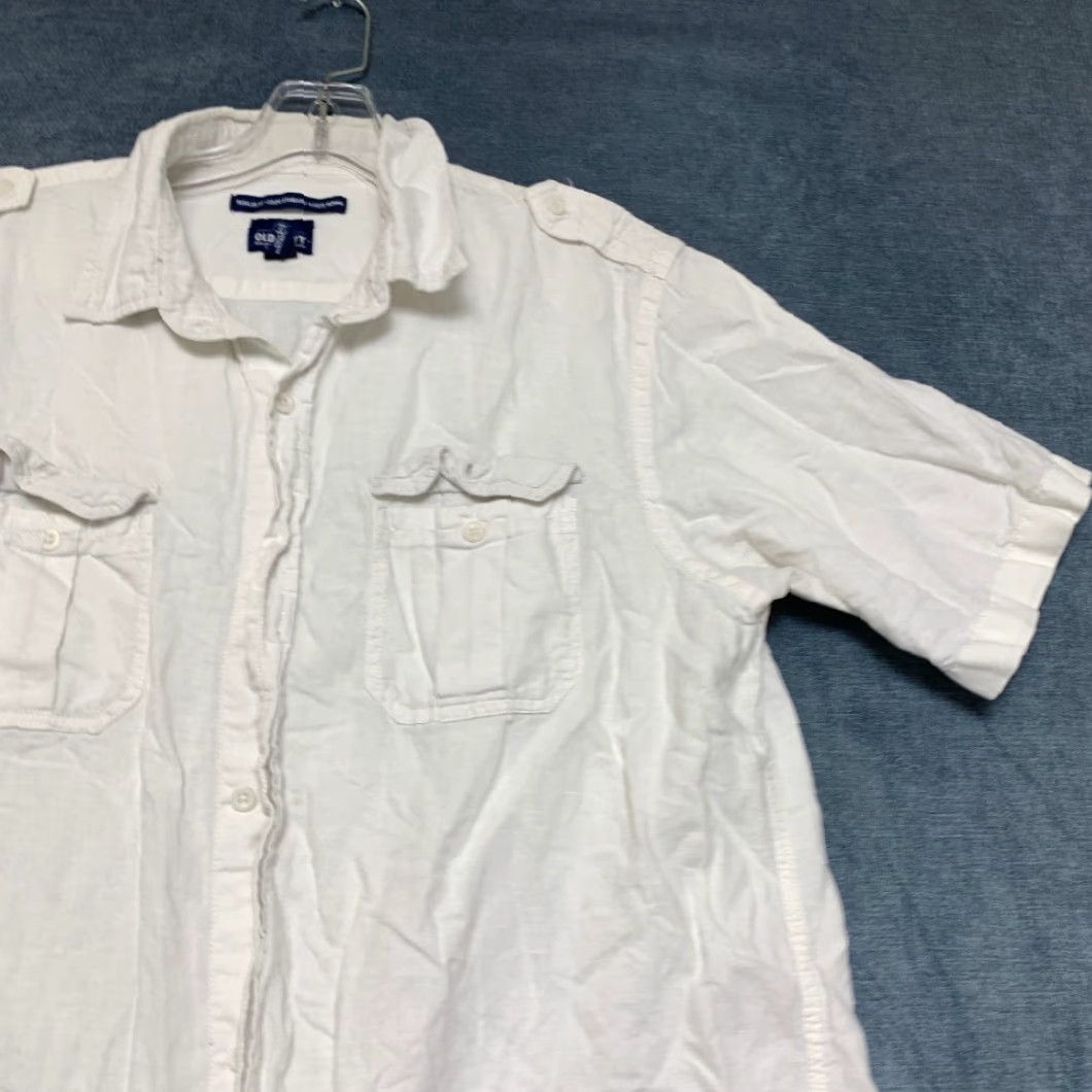 Old Navy Old Navy Button-Up Twill Shirt Mens Large Tall White Regular Fit Short Sleeve Size US L / EU 52-54 / 3 - 5 Thumbnail
