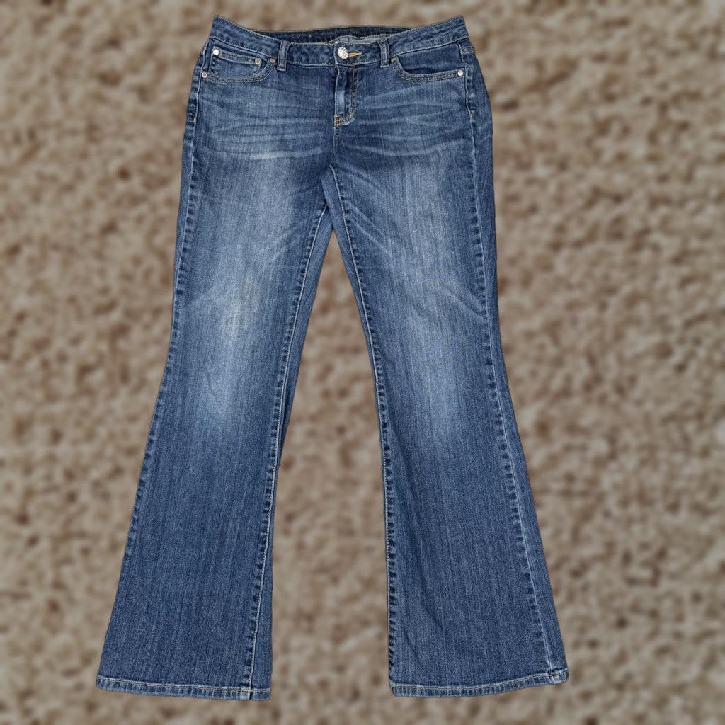 Jennifer Lopez Jeans Womens 30x31 Blue Bootcut Flap Pockets Denim Cotton Blend