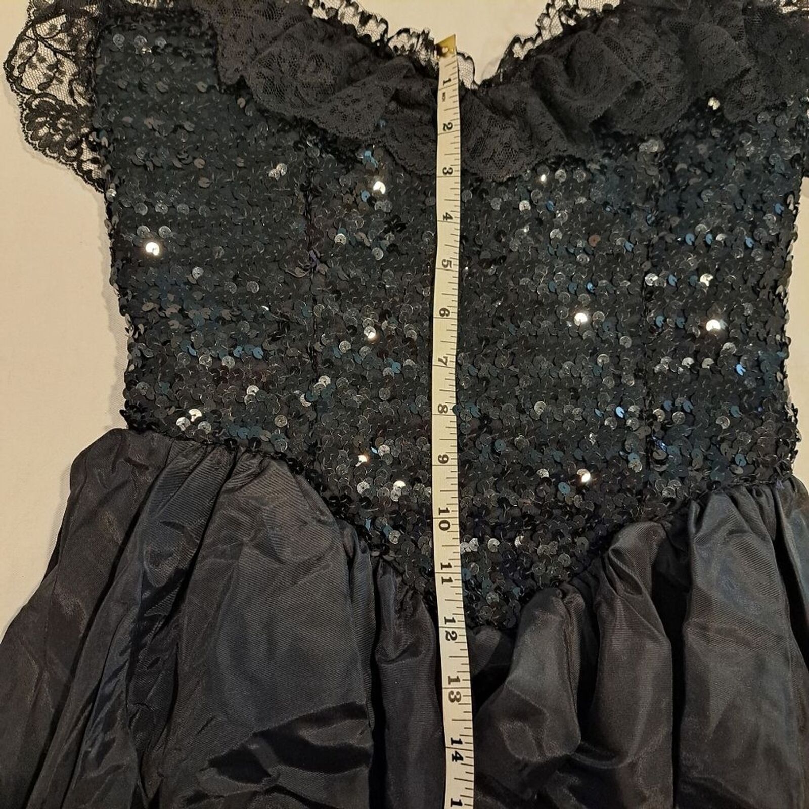 Other Vintage Loralie made in USA black sequin lace 80s dress 10 Size L / US 10 / IT 46 - 14 Thumbnail