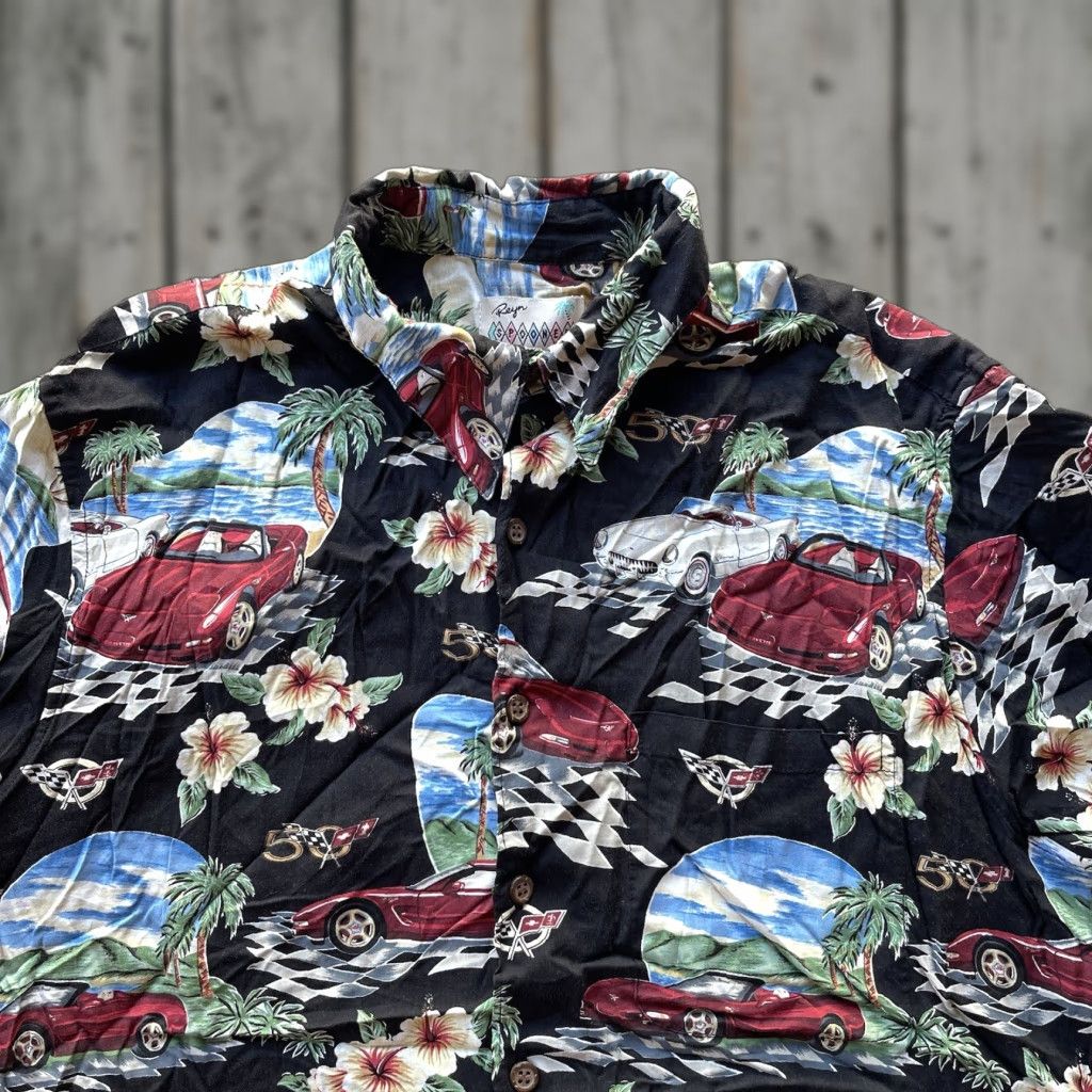 Reyn Spooner VINTAGE Reyn Spooner Shirt Mens Large Black Button Up Corvette Car Hawaiian Rayon Beach - Graphic Print - Short Sleeve - Casual (Men) Size US L / EU 52-54 / 3 - 1 Thumbnail