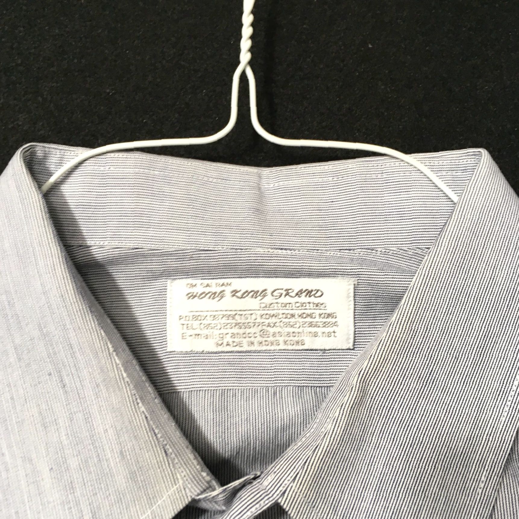 Vintage VINTAGE Kong Grand Gray Tailored 80's Large Collar Dress Shirt L 42-44 Long Sleeve Button-Front Mens Size 42R - 2 Thumbnail