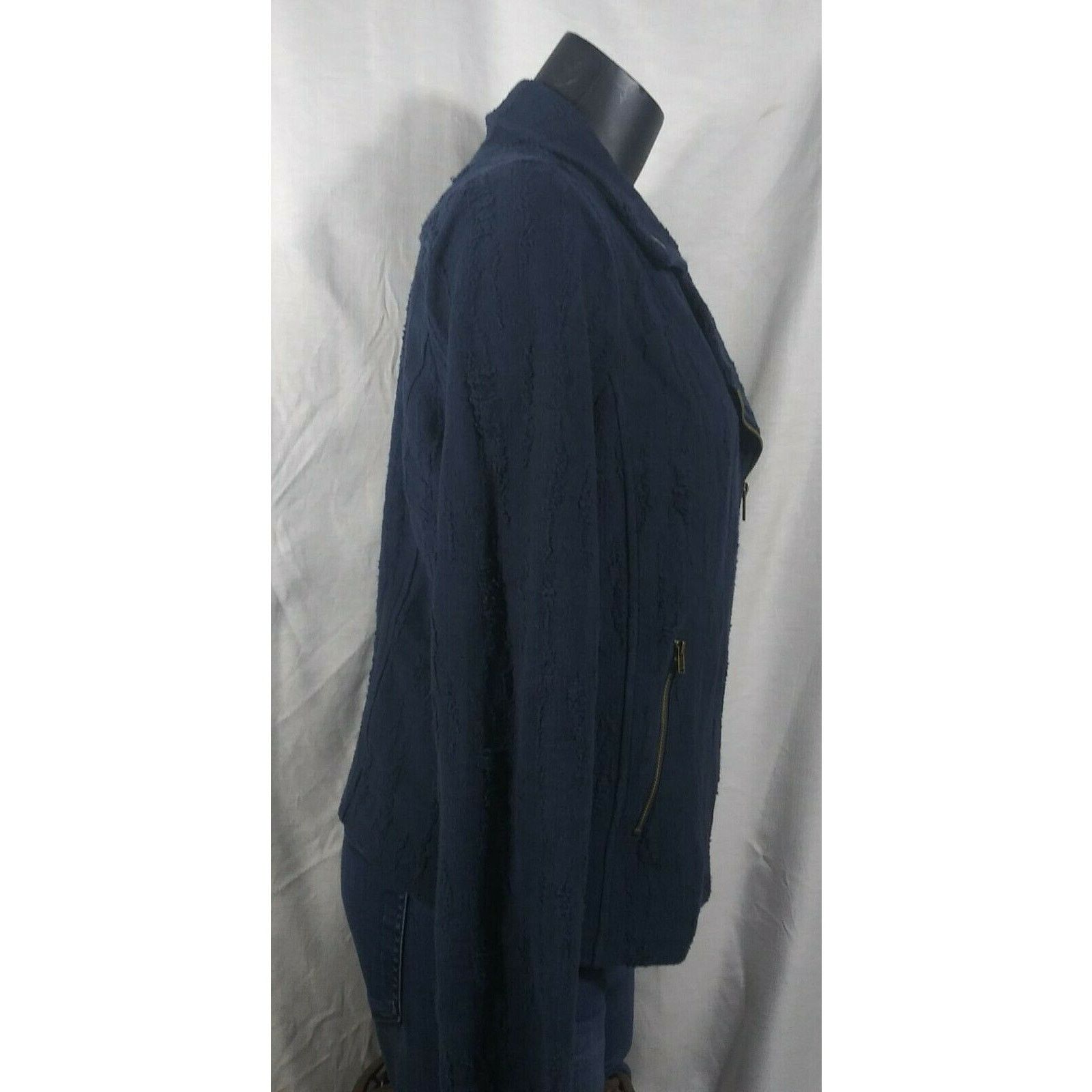 The Unbranded Brand Skies Are Blue Jacket Women's M - Distressed Moto Navy Blue Size M / US 6-8 / IT 42-44 - 4 Thumbnail