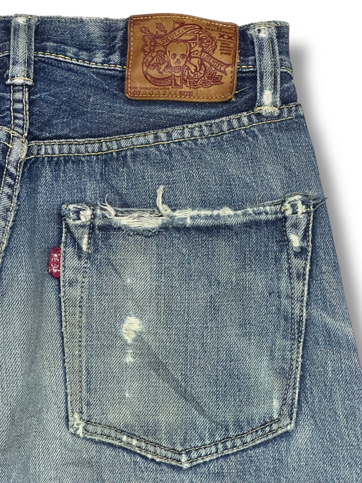 Skull Jeans by an Alchemist Rare SKULL Jeans By An Alchemist Selvedged 5002xx Distressed Size US 28 / EU 44 - 7 Thumbnail