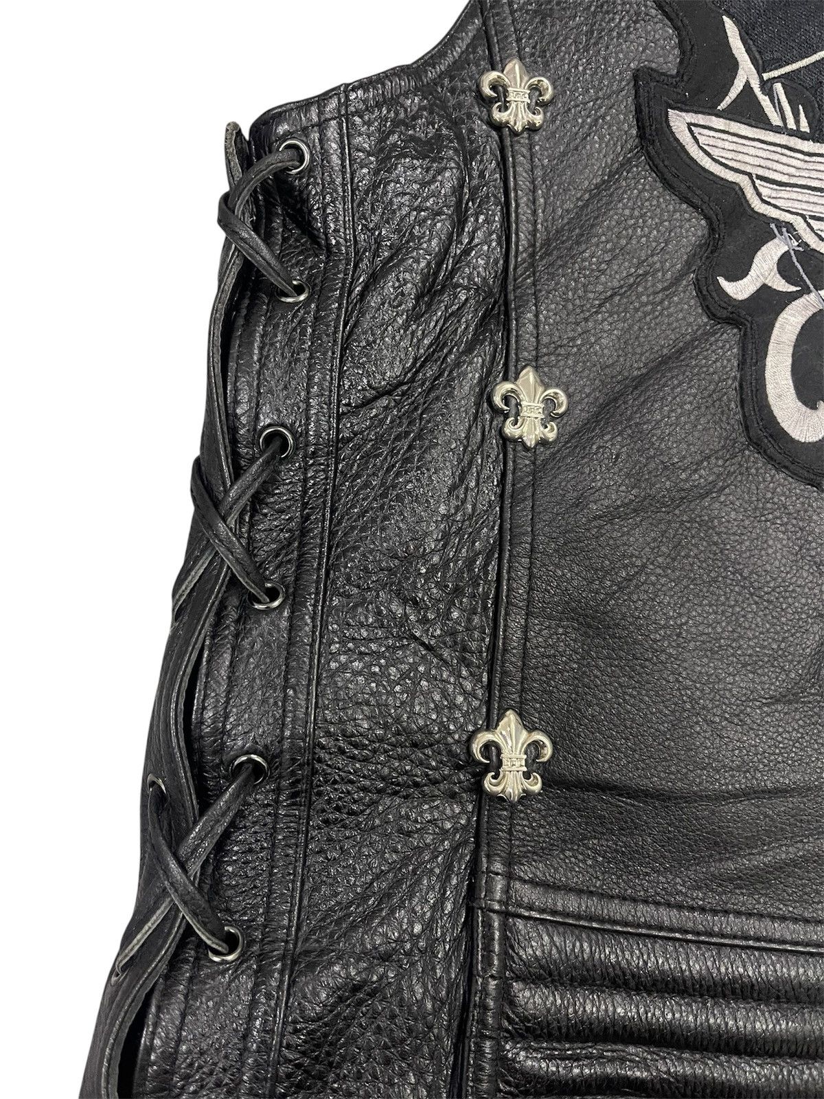 Harley Davidson HD HOG with cross and skull studded bikers leather vest Size US M / EU 48-50 / 2 - 5 Thumbnail