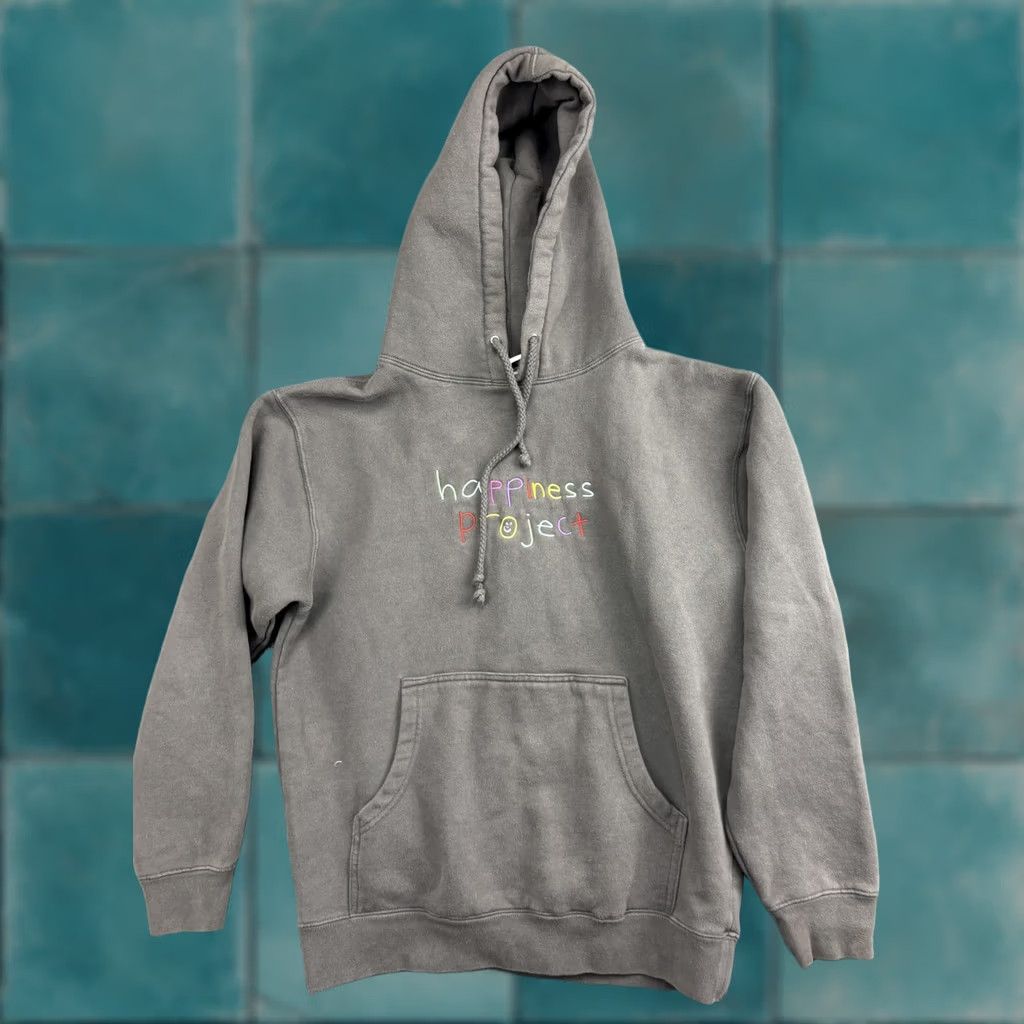 Vintage Happiness Project Hoodie Mens Small Gray Fleece Pullover Logo Graphic Front Size US S / EU 44-46 / 1 - 1 Thumbnail