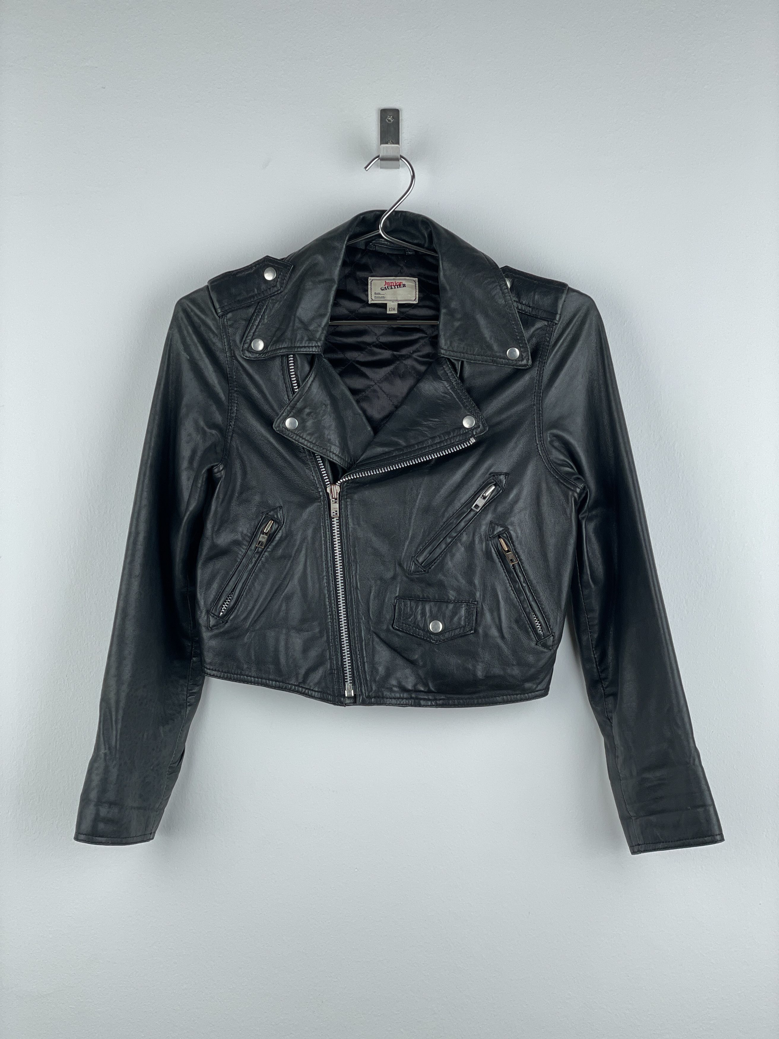 Jean Paul Gaultier Jean Paul Gaultier 1990s Cropped Leather Biker Jacket Size XS / US 0-2 / IT 36-38 - 1 Thumbnail