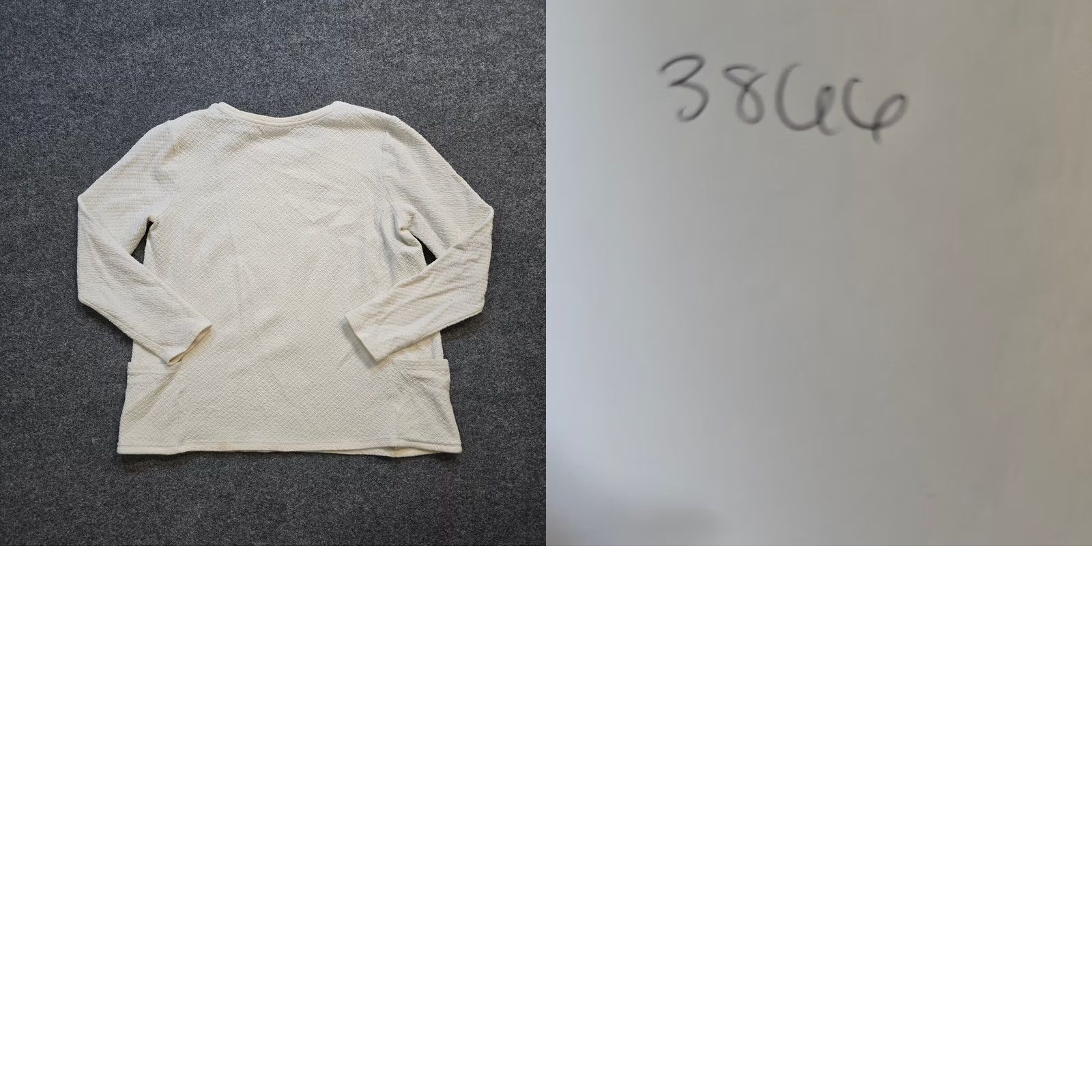J. Jill J. Jill Shirt Women Medium White Texture Embossed Pocket Long Sleeve Basic Casual Size M / US 6-8 / IT 42-44 - 8 Thumbnail