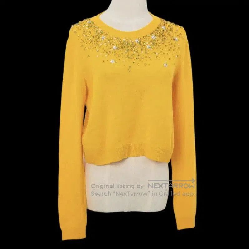 Miu Miu Miu Miu Yellow Cashmere Long Sleeve Sweater . Size S / US 4 / IT 40 - 2 Thumbnail