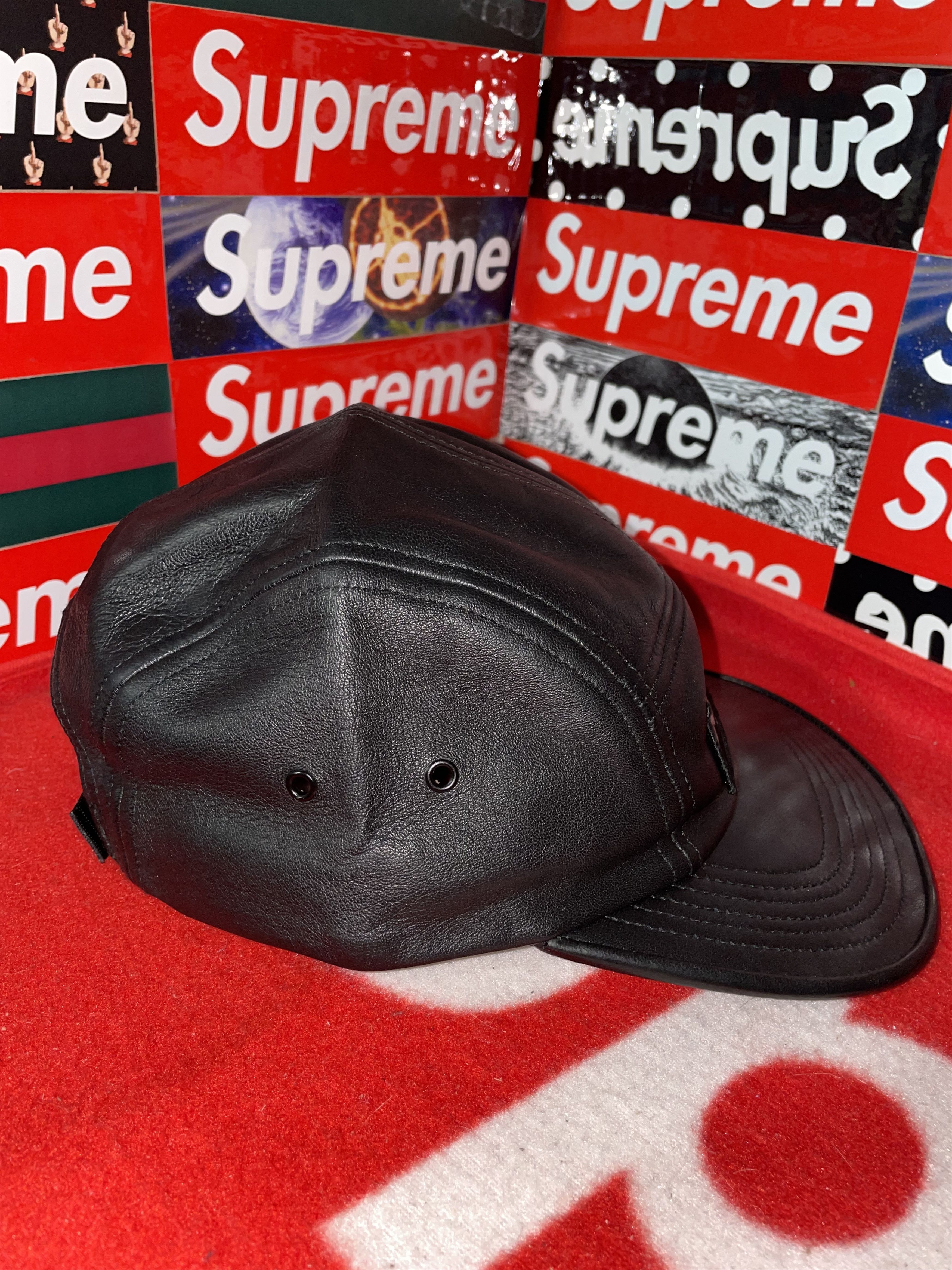 Supreme SUPREME LEATHER CAMP CAP BLACK SS16 NEW WITH TAGS Size ONE SIZE - 3 Thumbnail