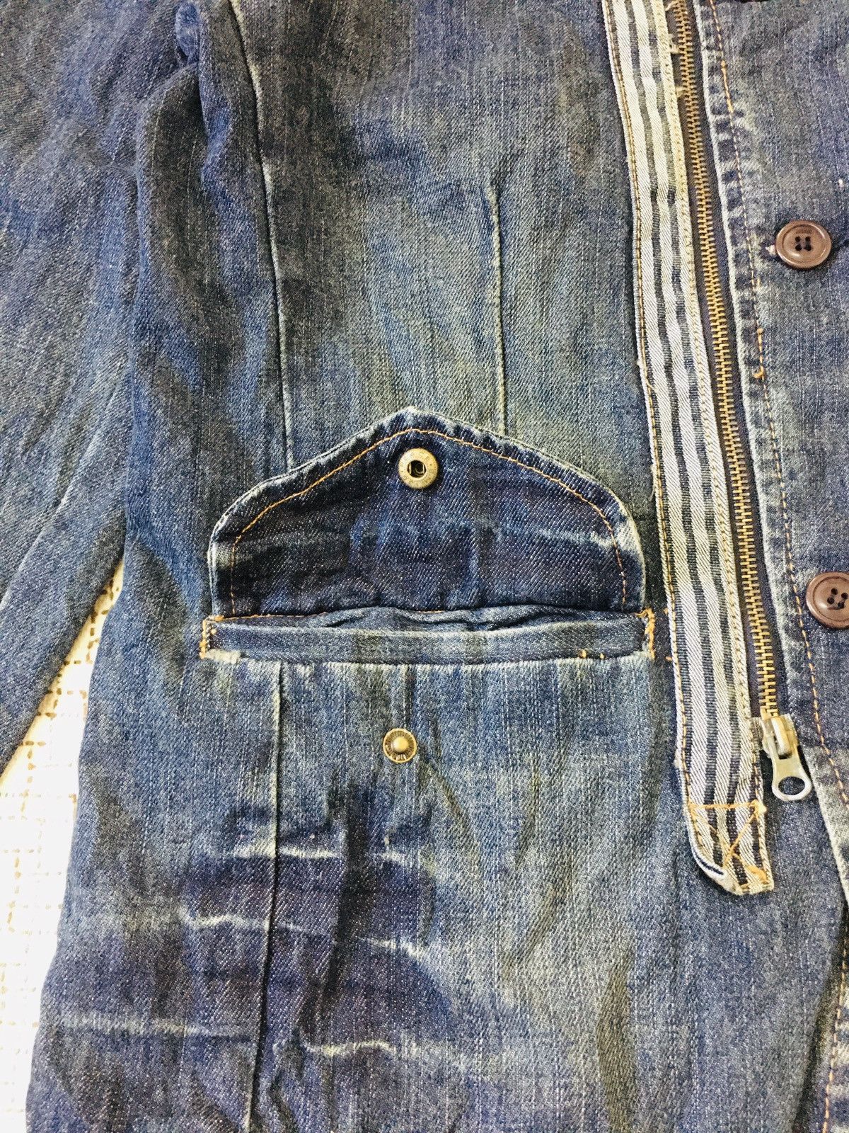 Japanese Brand Press Attache Spiral Zipper Denim Jacket (17) Size US L / EU 52-54 / 3 - 10 Thumbnail