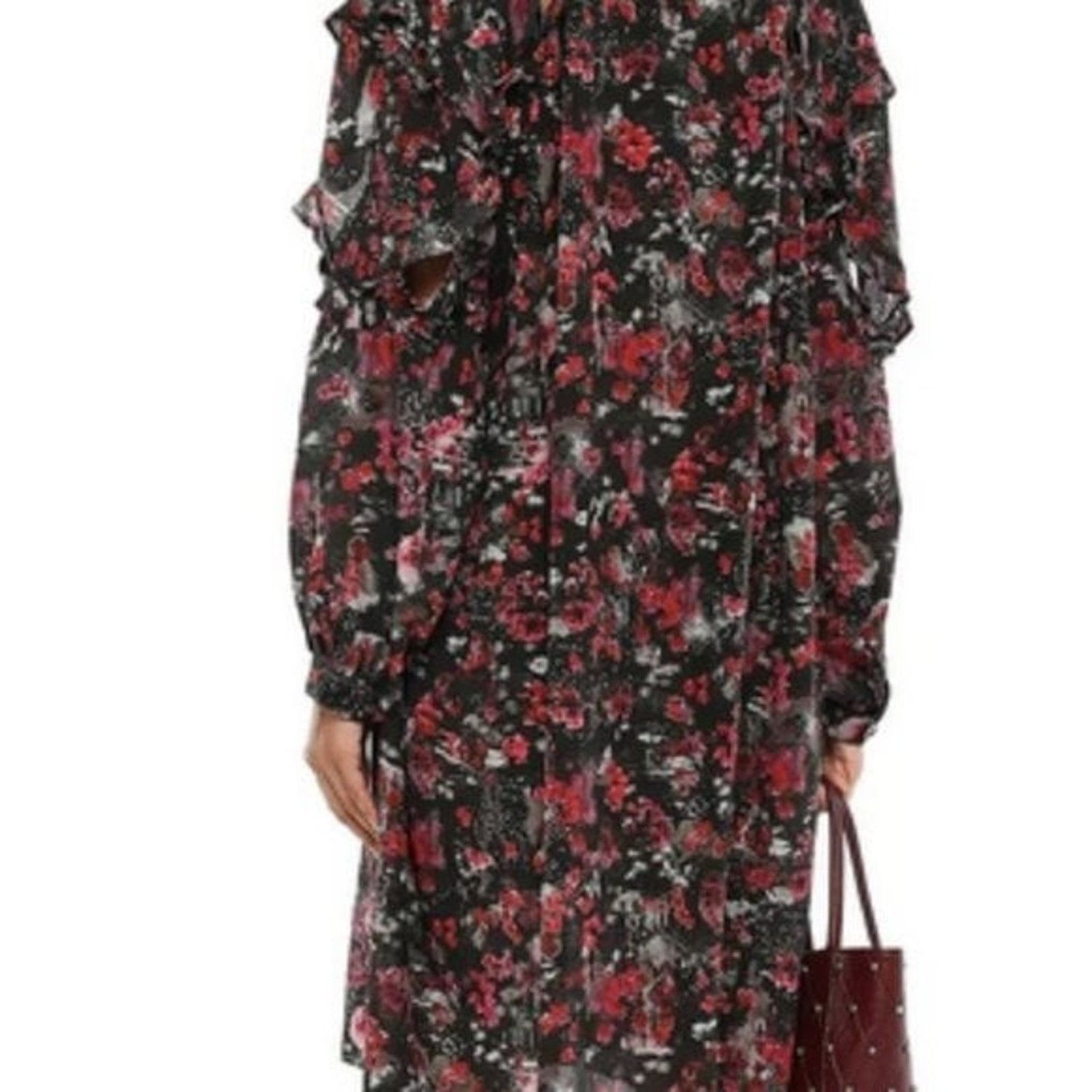Iro Iro Equip cutout printed silk crepe dress red and black Size S / US 4 / IT 40 - 5 Thumbnail