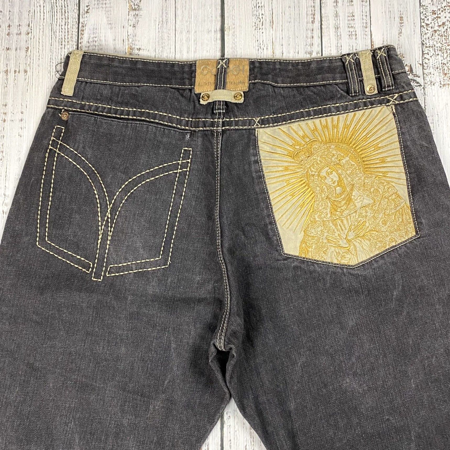 Coogi VINTAGE COOGI 90s EMBROIDERED VIRGIN MARY BLACK DENIM JEANS 40X34 MENS Size US 40 / EU 56 - 2 Thumbnail