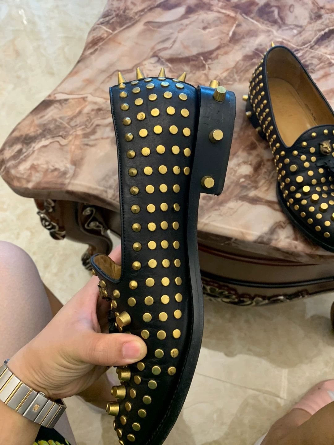 Gucci Gucci Men's Brass Studs Tiger Head Leather Sole Shoes Size US 9 / EU 42 - 5 Thumbnail