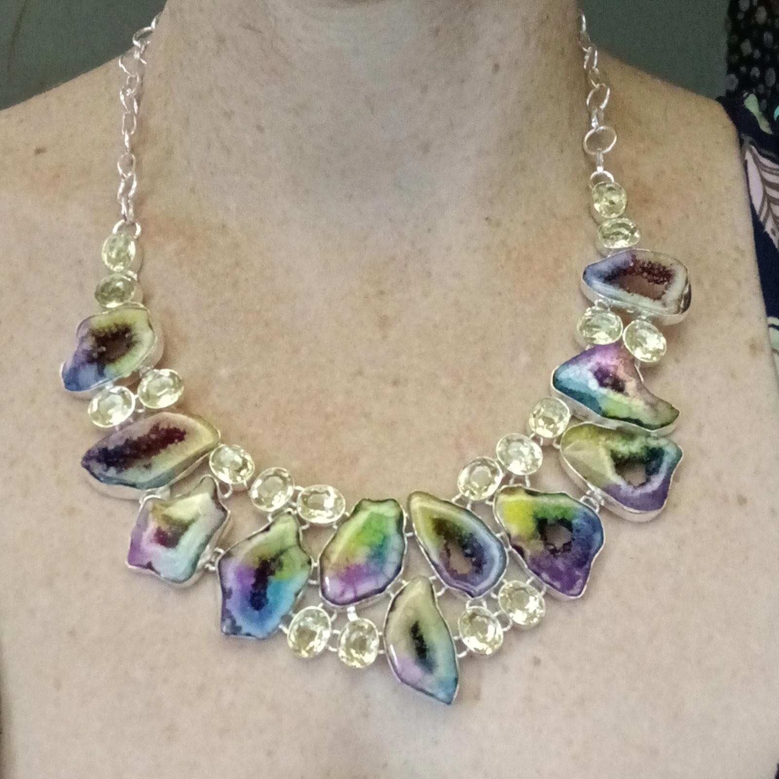 Designer Colorful Rainbow Solar Quartz Statement Necklace Size ONE SIZE - 2 Thumbnail