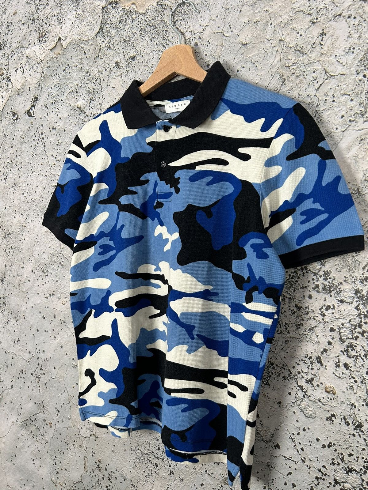 Sandro Sandro Paris Camo Polo Shirt Designer Streetwear Vintage Size US S / EU 44-46 / 1 - 2 Thumbnail
