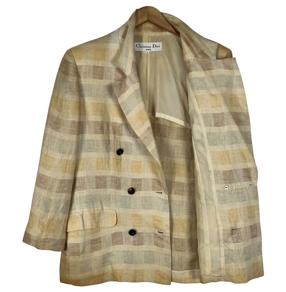 Dior 90s Vintage Christian Dior Linen Jacket Size L / US 10 / IT 46 - 3 Thumbnail