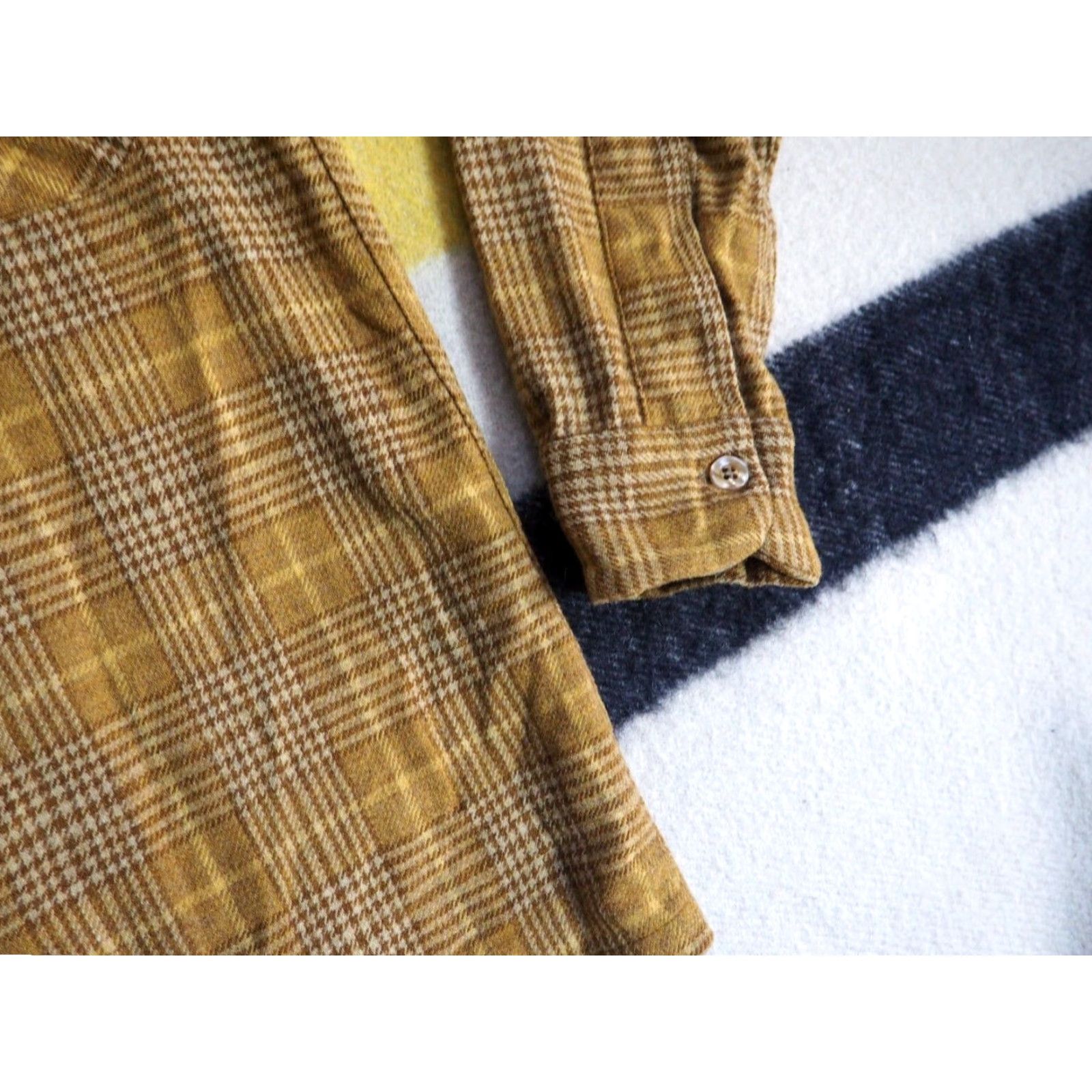 Pendleton VTG Pendleton Shirt Wool 60s Tan Windowpane Houndstooth Plaid Button Front S Rockabilly Casual Mens Size US S / EU 44-46 / 1 - 4 Thumbnail