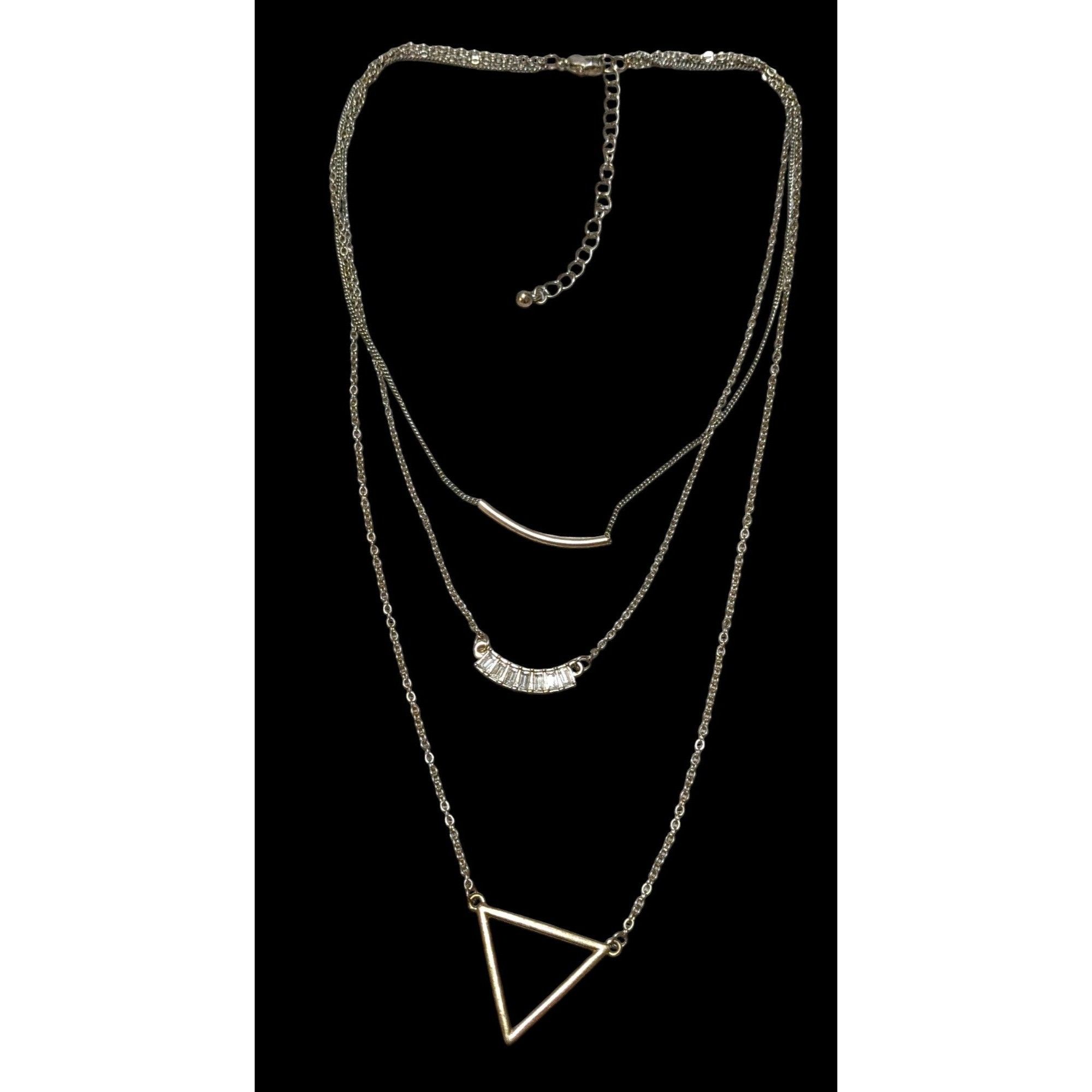 Other Y2K Multilayer Gold Geometric Gemmed Necklace Size ONE SIZE - 1 Thumbnail