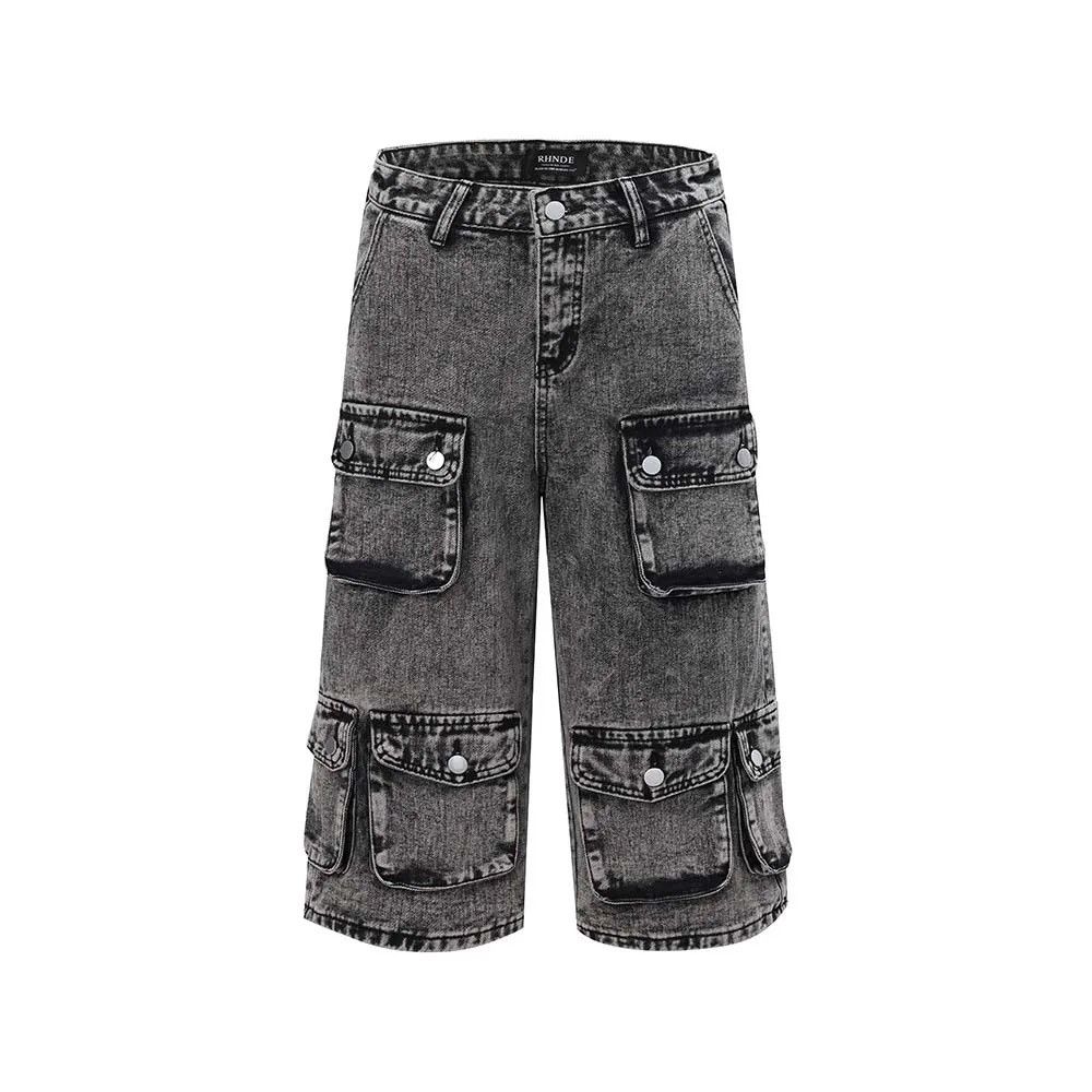 Japanese Brand × Jean Heavy wash vintage multi-pocket cargo denim shorts Size US 32 / EU 48 - 4 Thumbnail