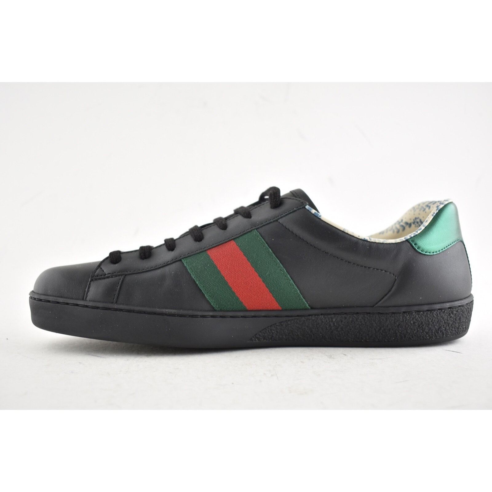 Gucci Gucci Mens Black New Ace Guccy Leather Gold Flat Low Top Size US 11 / EU 44 - 8 Thumbnail