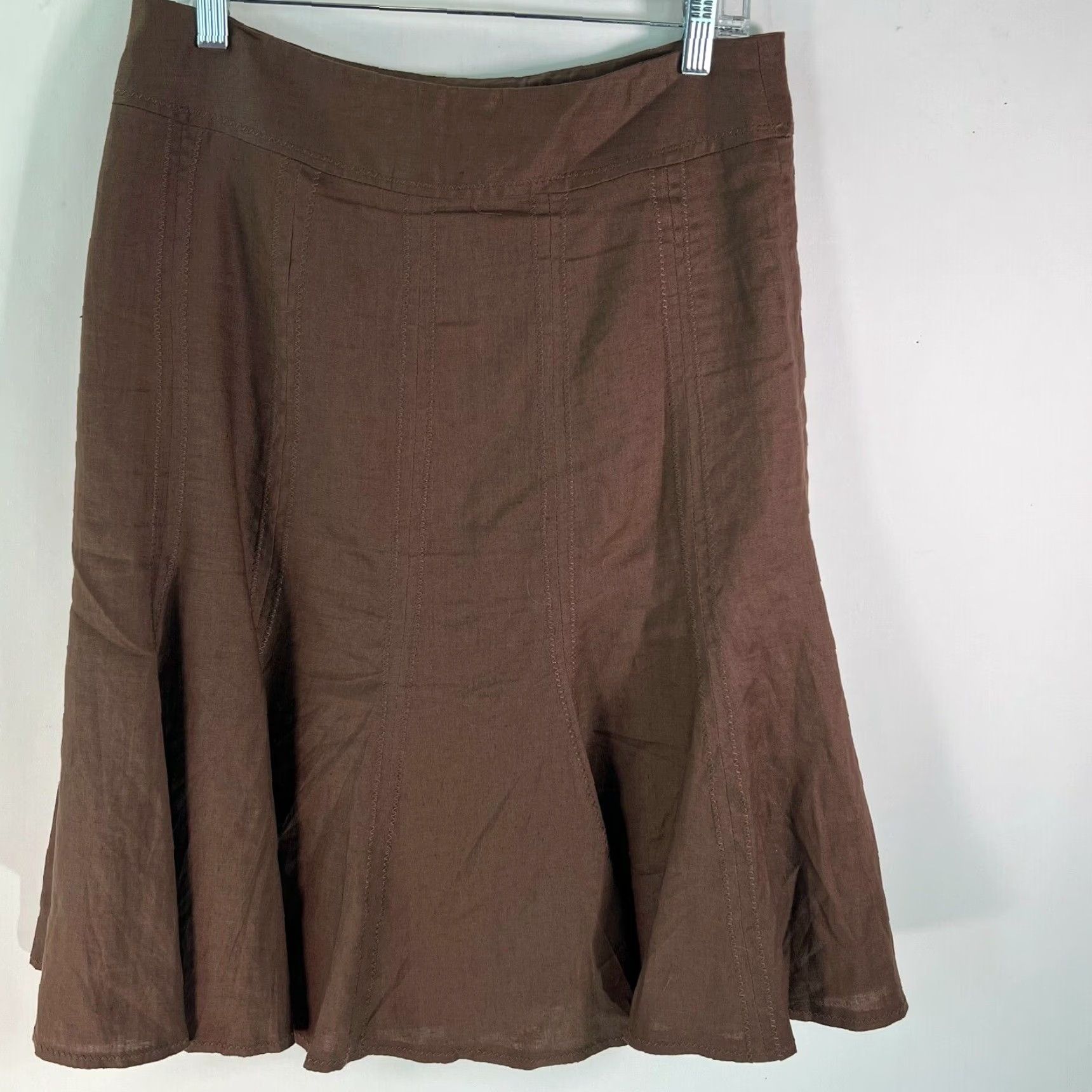Willi Smith Willi Smith Linen Mini Skirt Women's Size 10 Casual Brown Side Zip Classic Size 32" / US 10 / IT 46 - 2 Thumbnail