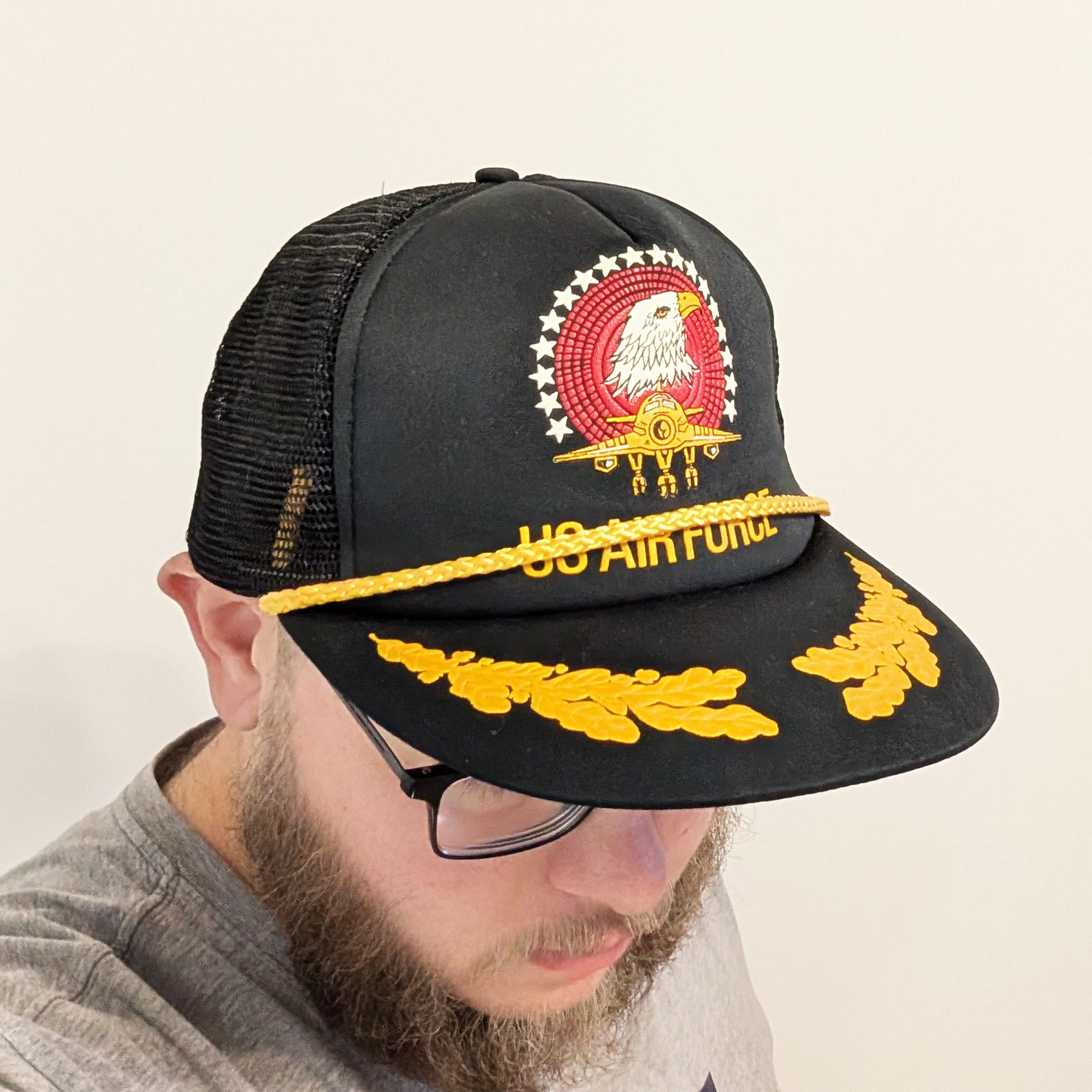 Vintage Vintage US Air Force Trucker Hat Lifeline Eagle Patch Sz XL Size ONE SIZE - 2 Thumbnail