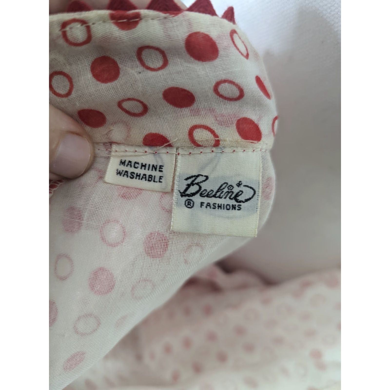 Vintage VINTAGE Dress Womens Red White Dots Cotton House Patio 60s Size XS D2 Midi A-Line 60s Retro Handmade Womens Size XS / US 0-2 / IT 36-38 - 4 Thumbnail