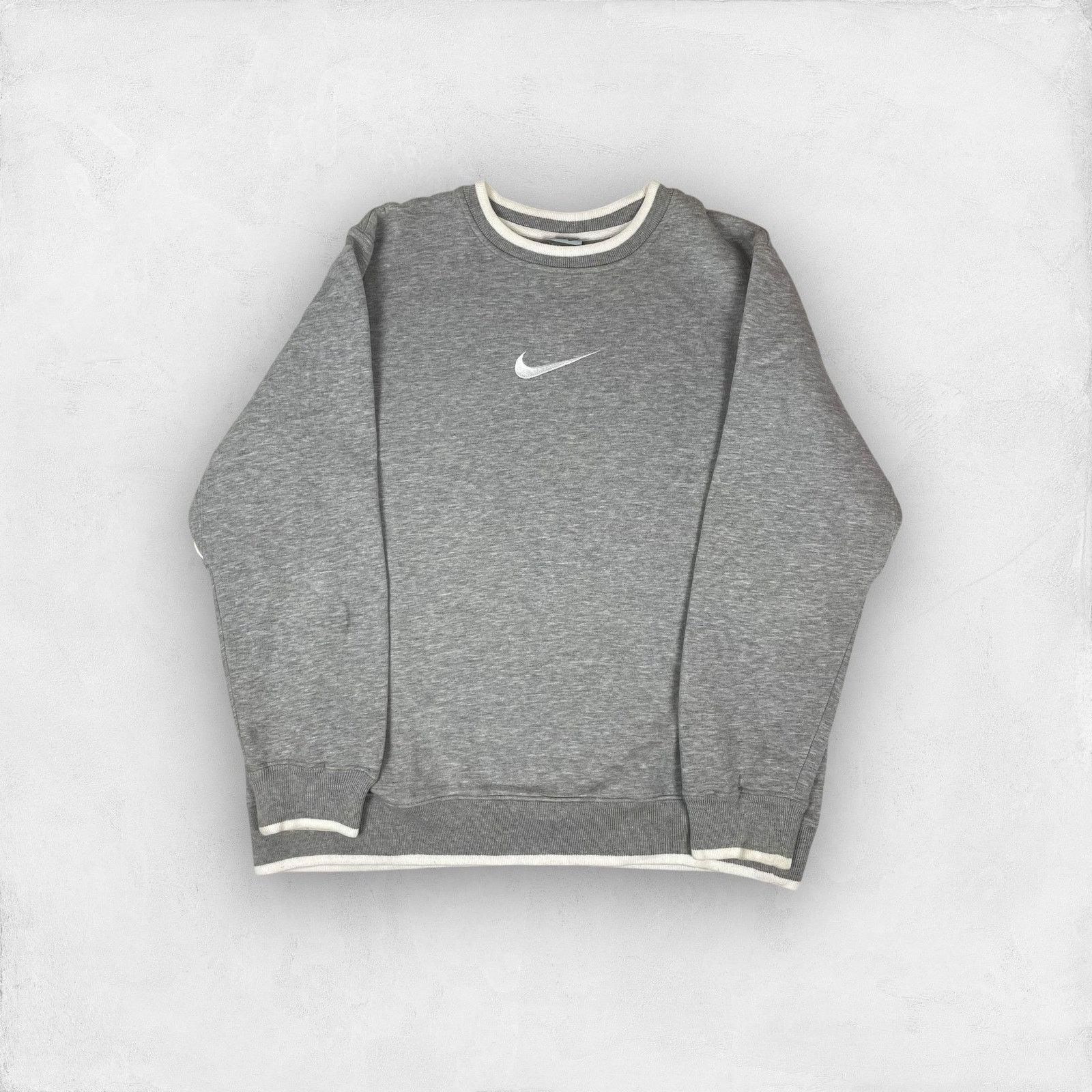 Nike × Vintage Nike Men's Heather Gray Swoosh Pullover Sweatshirt Medium Size US M / EU 48-50 / 2 - 1 Thumbnail