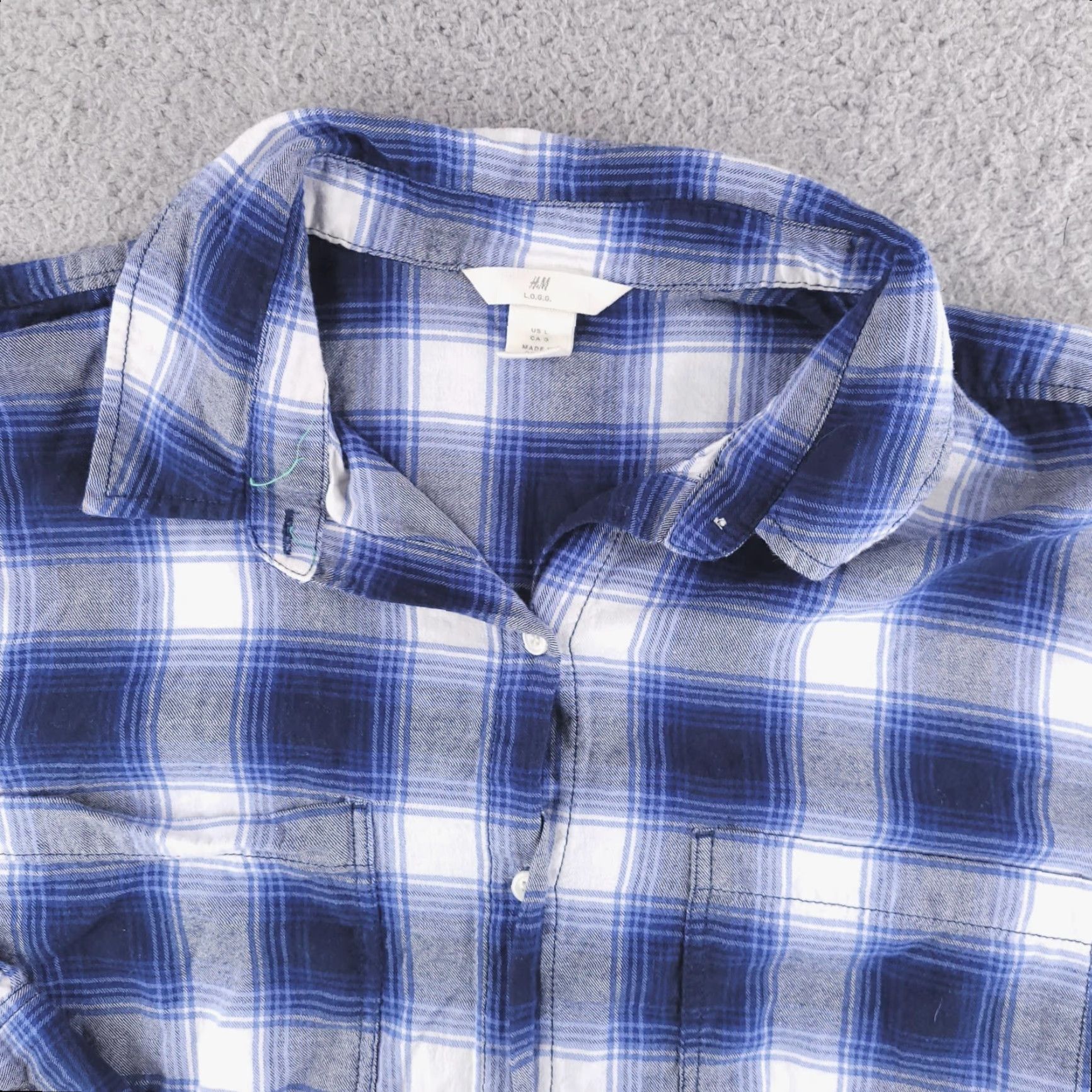 H&M H&M Shirt Mens Large Relaxed Plaid Lightweight Button-Up Long Sleeve Blue Size US L / EU 52-54 / 3 - 3 Thumbnail