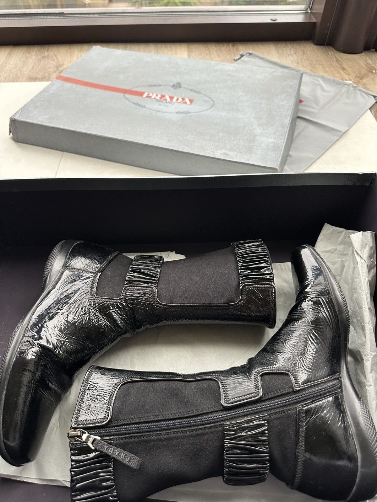 Prada Prada Vintage Linea Rossa Leather Ankle Boots Size US 5 / IT 35 - 9 Thumbnail