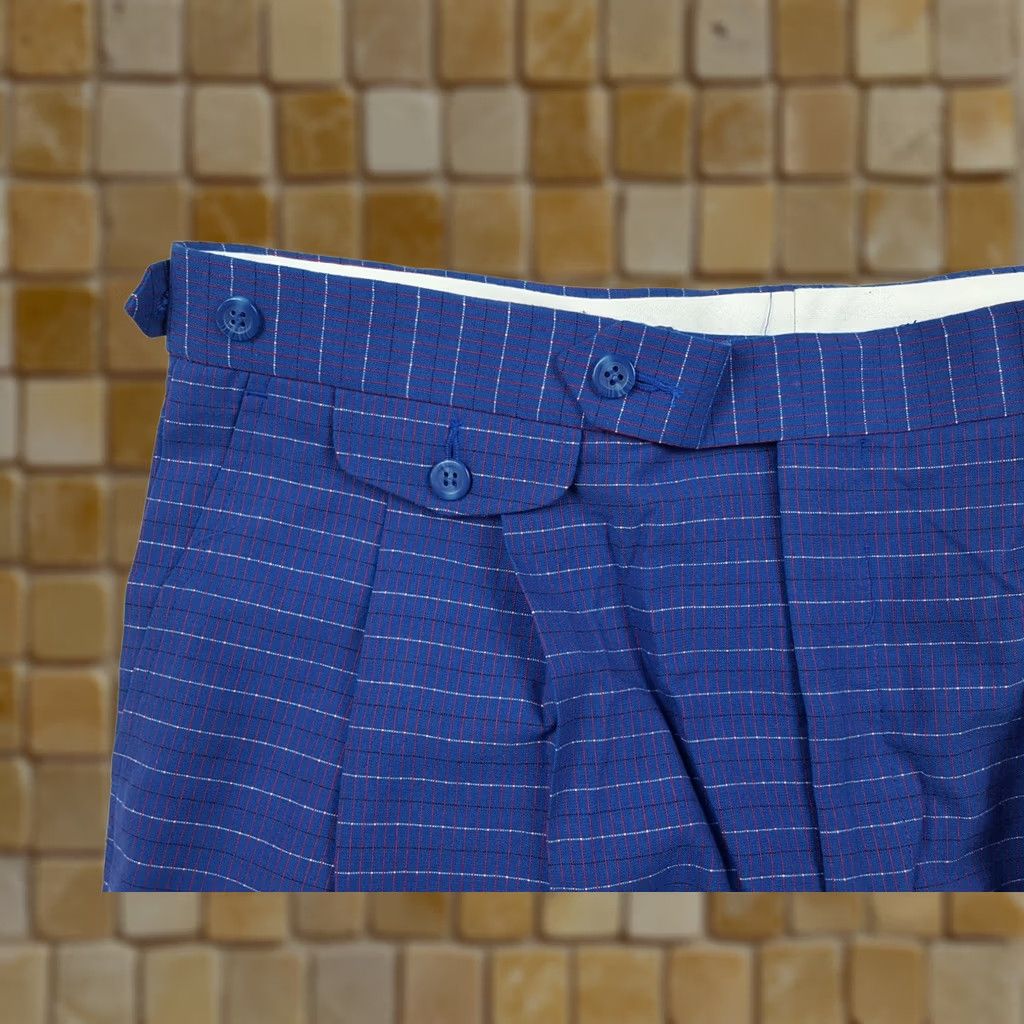Vintage VINTAGE Antigua Blue Plaid Dress Pants Men 34 Pleated Straight Leg 80s Retro Golf Style Trousers Shoes NOT Included Size US 34 / EU 50 - 1 Thumbnail