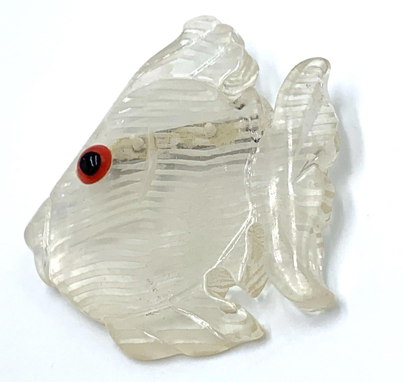 Other NOS Clear Reversed Hand Carved Lucite Fish Brooch Red Eye Size ONE SIZE - 5 Thumbnail