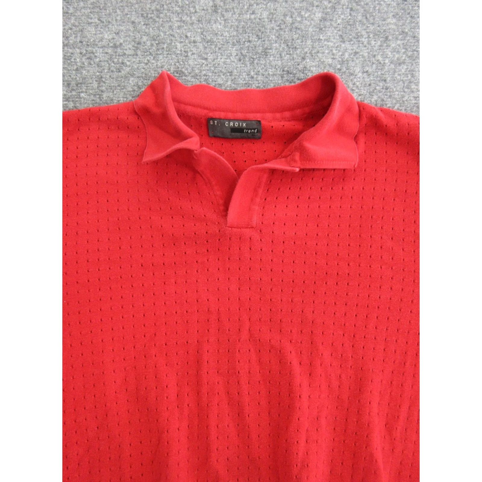 Vintage St. Croix Mens XL Red Cotton Polyester Knit Short Sleeve Collared Pullover Sweater Size US XL / EU 56 / 4 - 2 Thumbnail