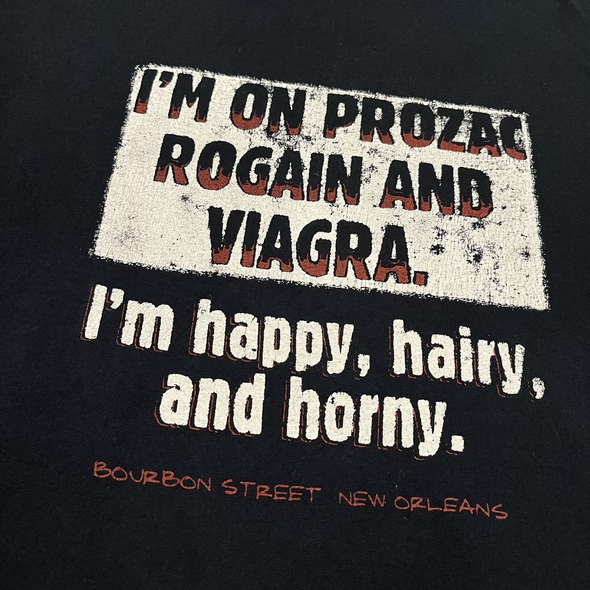 Vintage Vintage Happy Hairy Horny Prozac Rogaine Viagra Parody Tee Size US XL / EU 56 / 4 - 3 Thumbnail