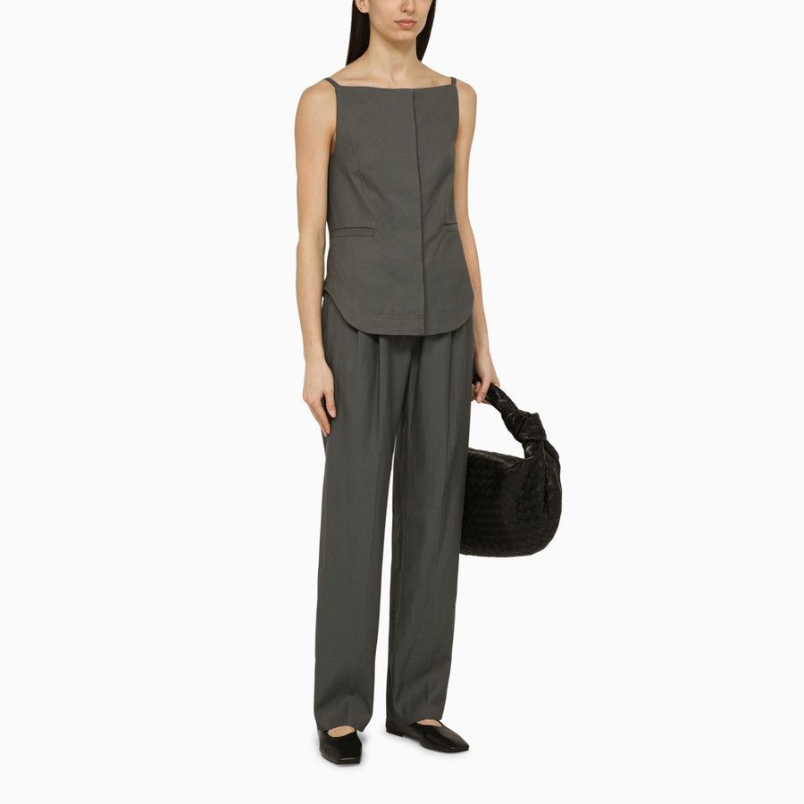 Loulou de Saison o1d2blof0824 Linen-Blend Pants in Grey Size 28" / US 6 / IT 42 - 2 Thumbnail