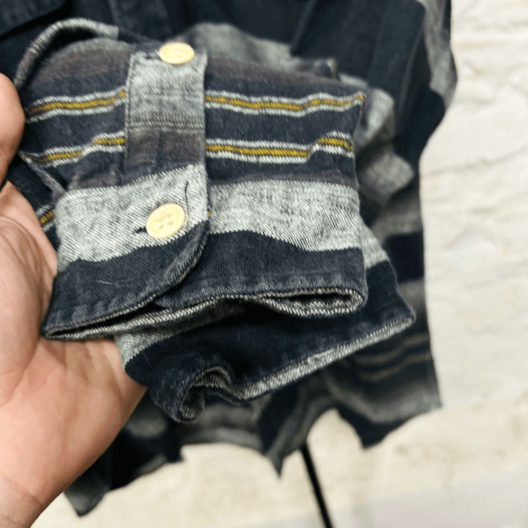 VINTAGE Polo Ralph Lauren Shirt Whitfield Striped Black Cotton 90s