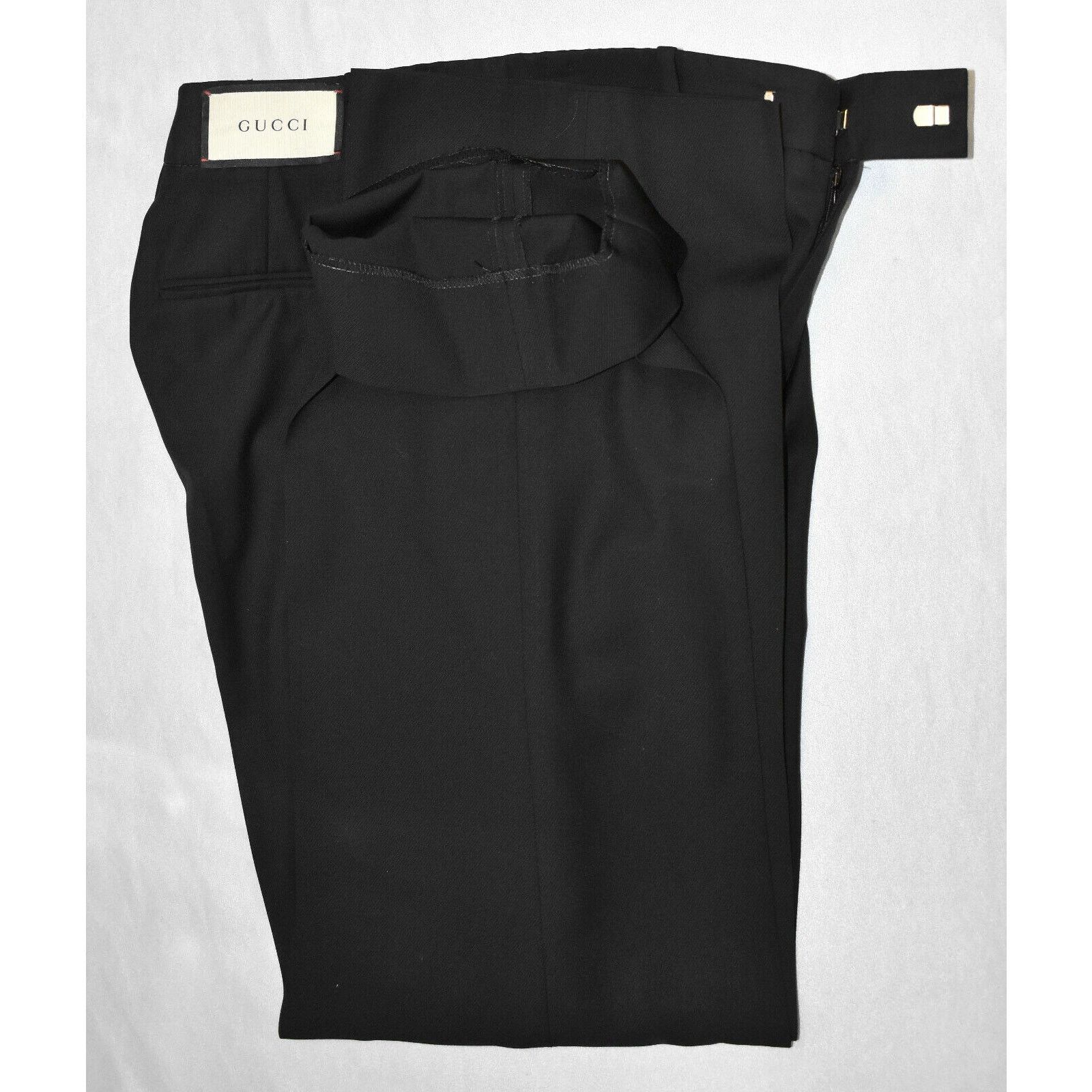 Gucci B2 GUCCI Black Wool Faux Slash Pocket Straight Pants Size 40 Size 27" / US 4 / IT 40 - 6 Thumbnail