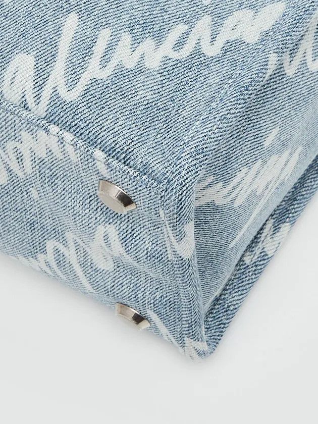 Balenciaga o1srvl11e1224 Size: OS Tote Bag In Printed Denim in Blue Size ONE SIZE - 4 Thumbnail