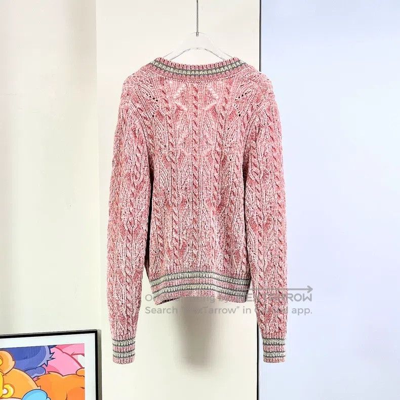 Chanel Chanel 22B pink mixed gold silk V-neck knitted cardigan co Size XS / US 0-2 / IT 36-38 - 3 Thumbnail