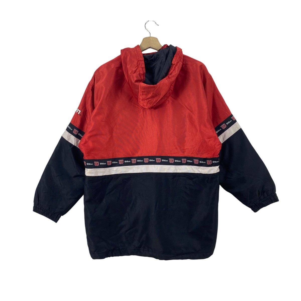 Vintage Vintage WILSON Hooded Windbreaker Jacket Big Logo Spell Size US XL / EU 56 / 4 - 9 Thumbnail
