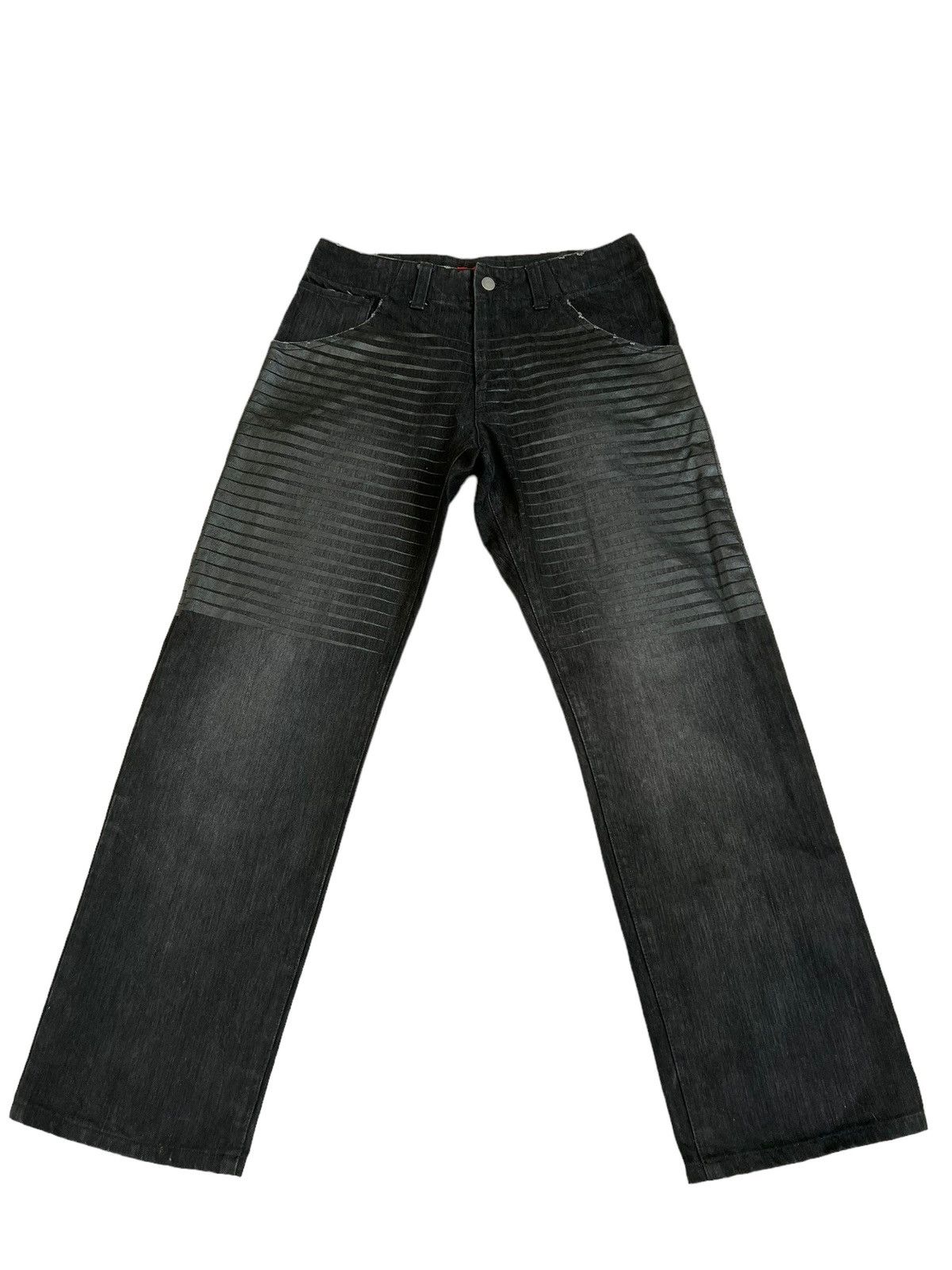 Vintage LUZ Life Under Zen Japan Stripe Distress Denim Jeans Size US 31 - 1 Thumbnail