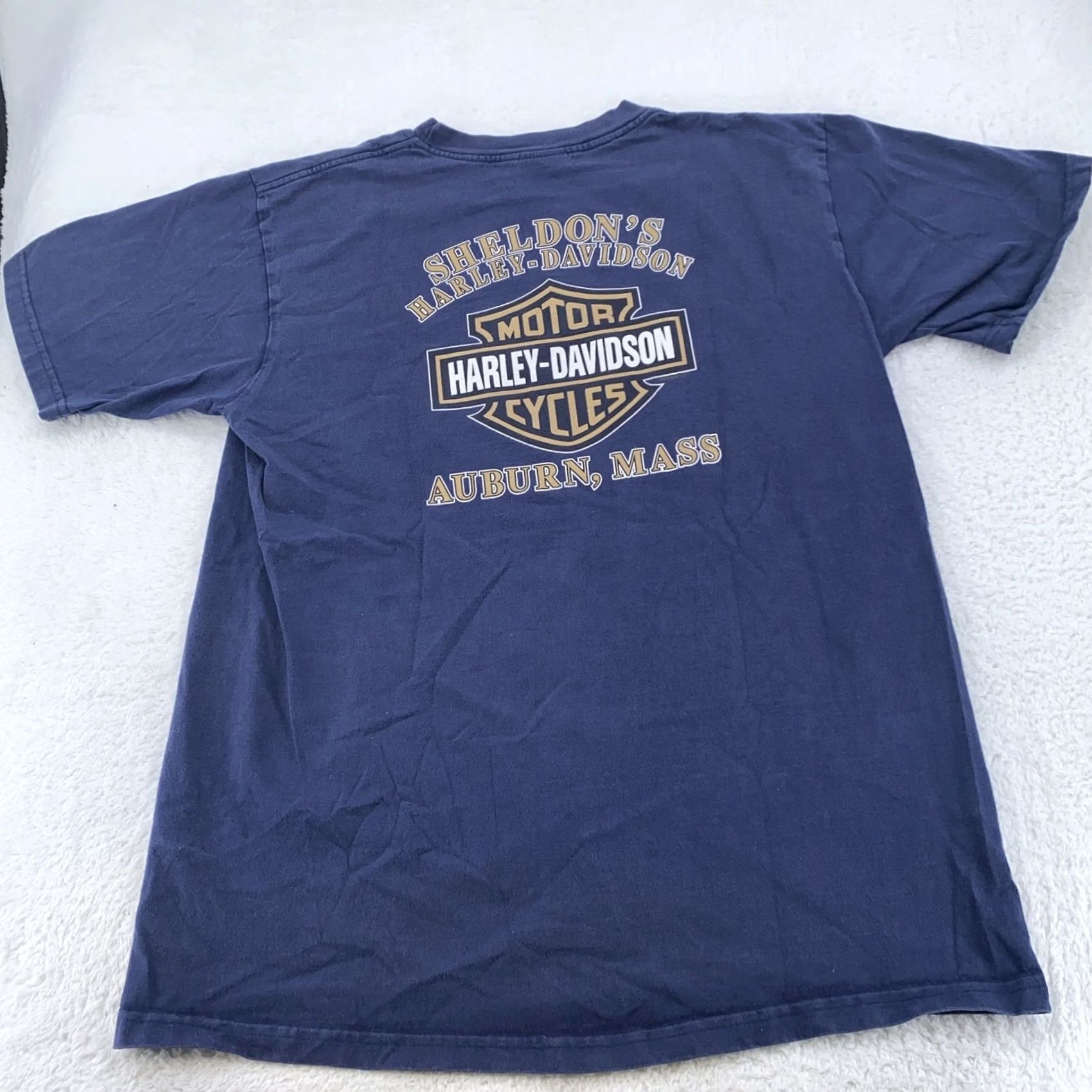 Harley Davidson VINTAGE Harley-Davidson Shirt Mens L Blue USA Bar Shield 90s Size US L / EU 52-54 / 3 - 4 Thumbnail