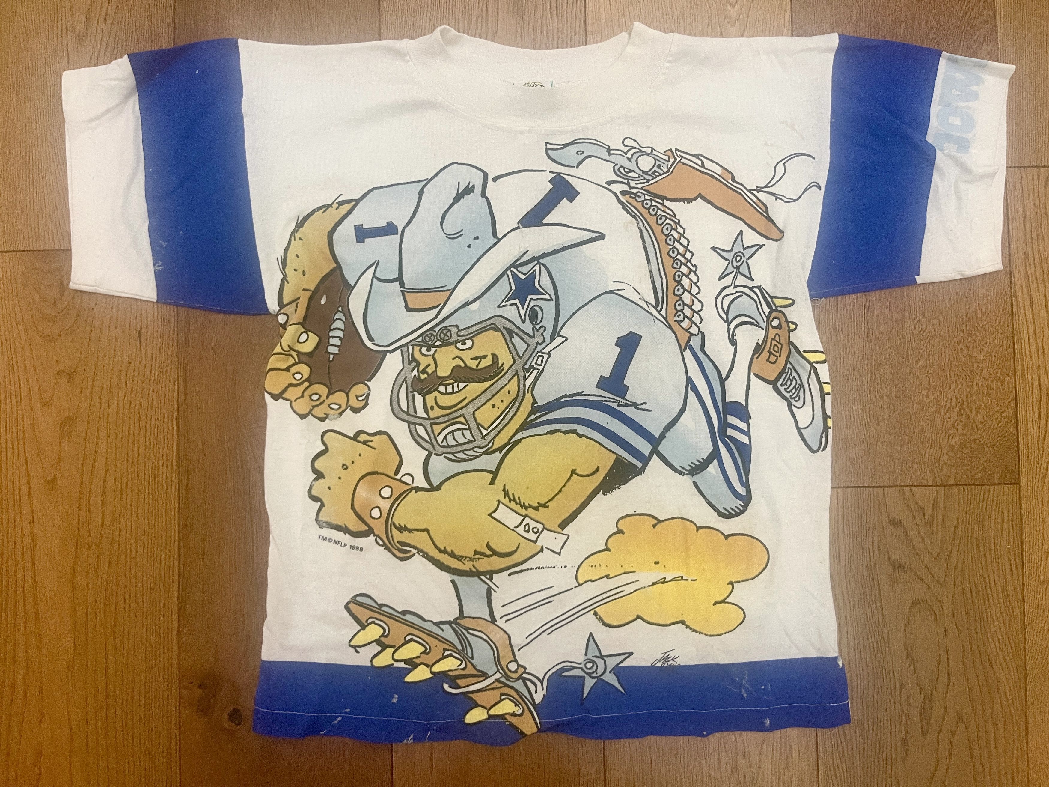 Vintage 1988 Caribe Jack Davis Dallas Cowboys Big Graphic XS Size US XS / EU 42 / 0 - 1 Thumbnail