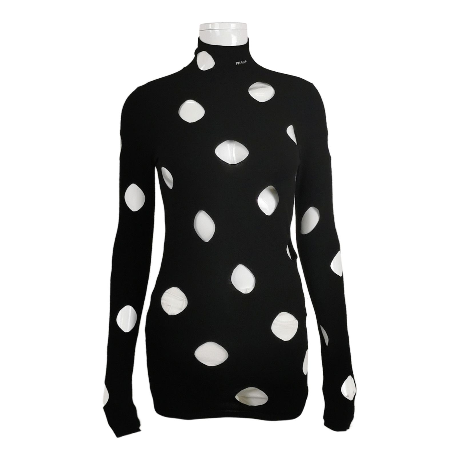 Prada Black Cut-Out Logo Knit Sweater - dmc